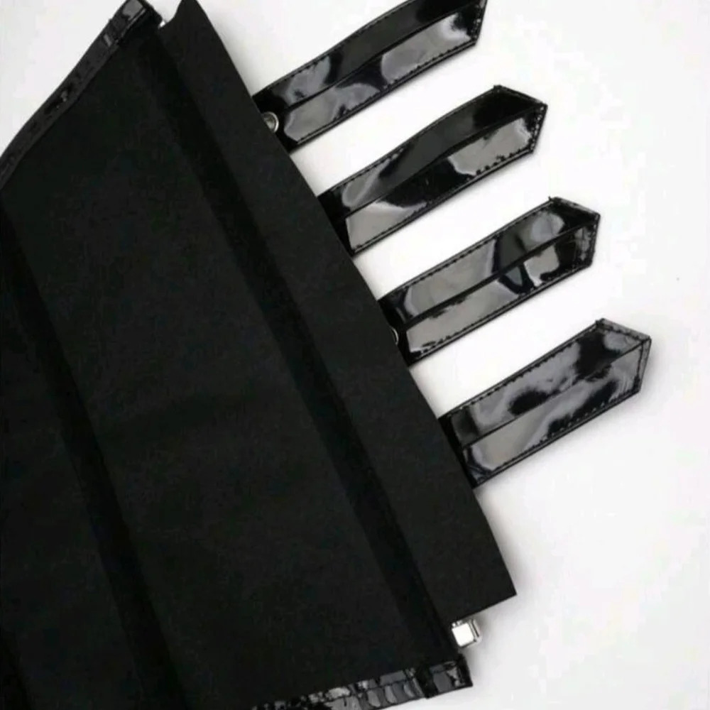 Black Patent Underbust Corset with Front Buckles - Picture 6 of 8